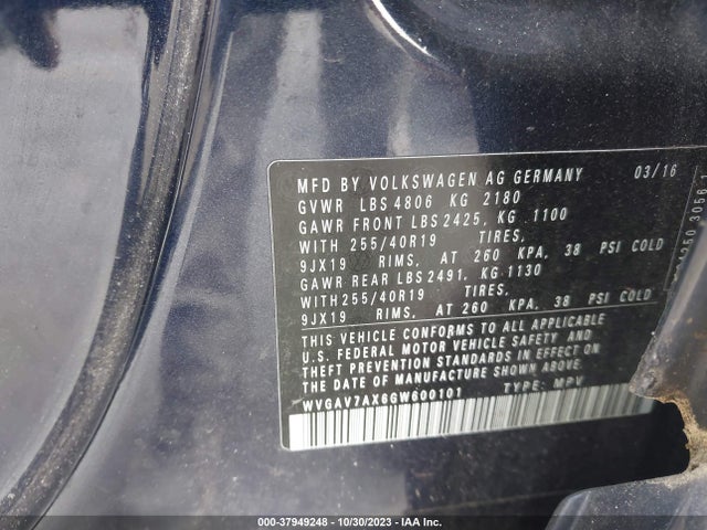 WVGAV7AX6GW600101 Volkswagen Tiguan R-line