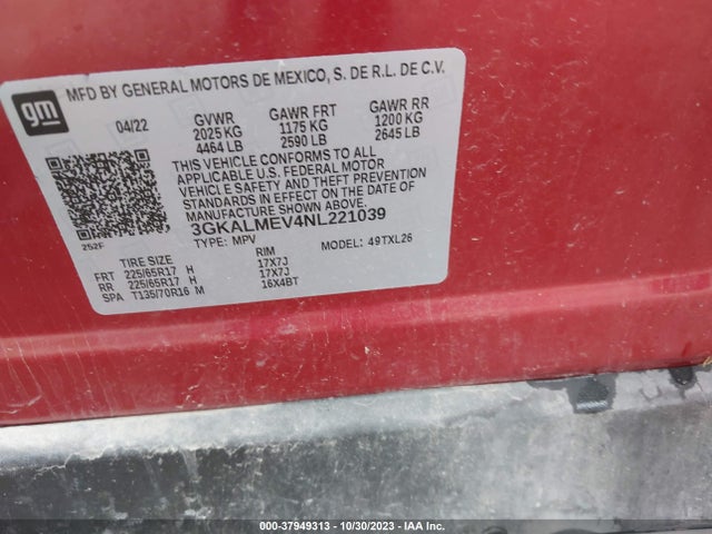 3GKALMEV4NL221039 GMC Terrain Fwd Sle