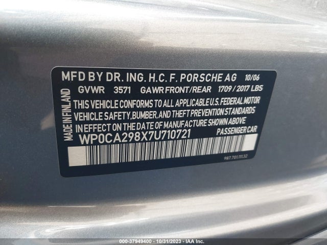 2007 PORSCHE BOXSTER WP0CA298X7U710721 Photo 8