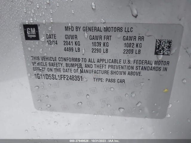 Chevrolet MALIBU 2LT 2015 1G11D5SL1FF248351 Image 9