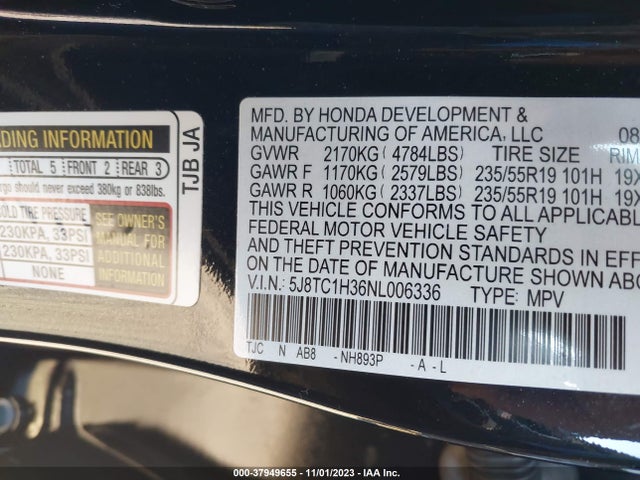Acura Rdx Standard 2022 5J8TC1H36NL006336 Image 9