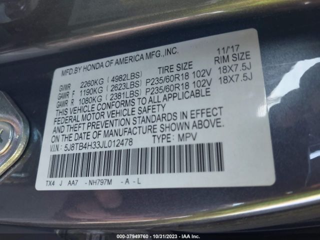 5J8TB4H33JL012478 Acura Rdx Acurawatch Plus Package