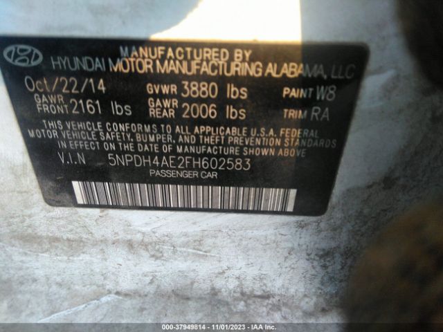 5NPDH4AE2FH602583 Hyundai Elantra Limited