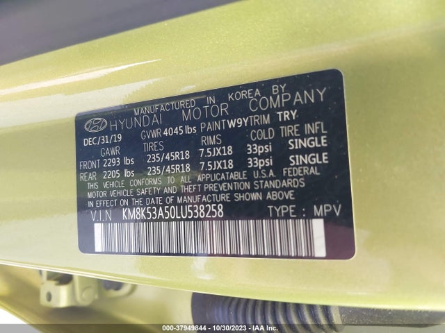2020 HYUNDAI KONA ULTIMATE VIN: KM8K53A50LU538258
