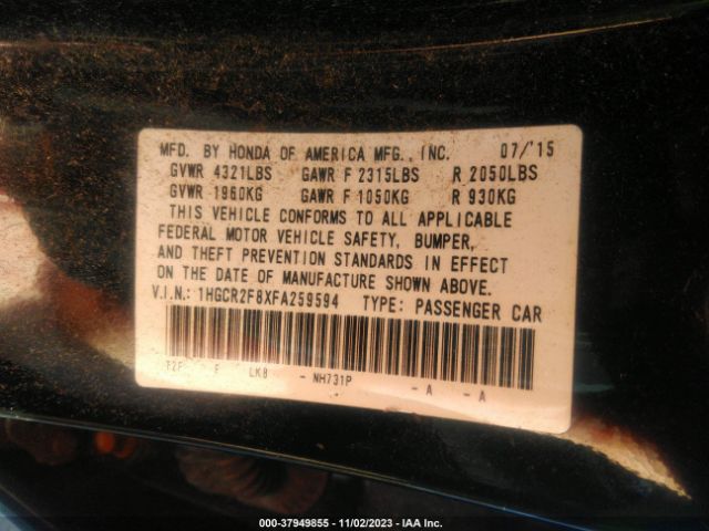 1HGCR2F8XFA259594 Honda Accord Sedan Ex-l