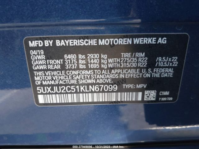 5UXJU2C51KLN67099 BMW X5 Xdrive50i