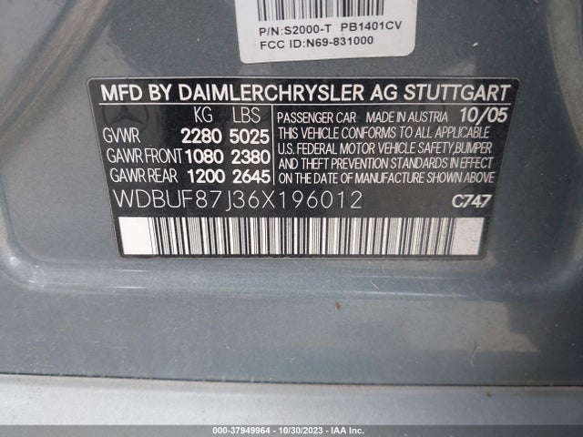 2006 MERCEDES-BENZ E 350 4MATIC VIN: WDBUF87J36X196012