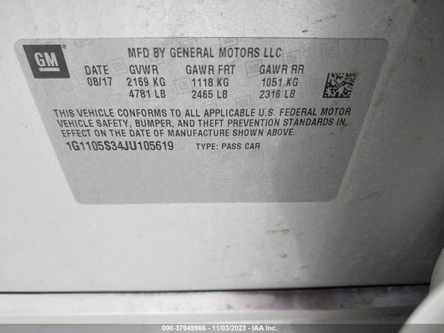Chevrolet IMPALA 1LT 2018 1G1105S34JU105619 Image 9