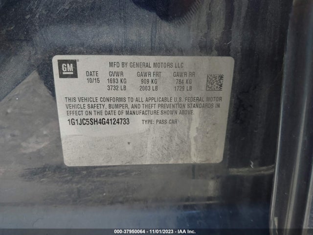 Chevrolet Sonic Lt Auto 2016 1G1JC5SH4G4124733 Image 9