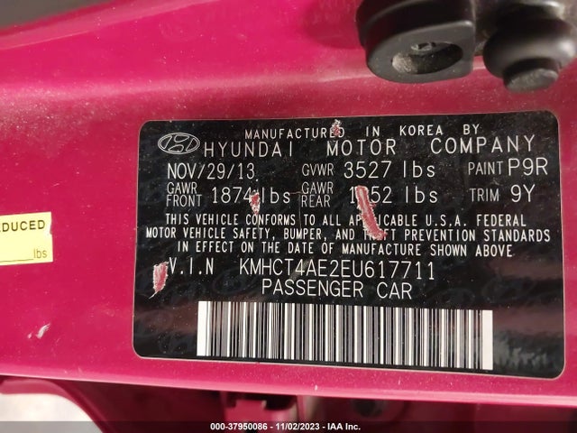 2014 HYUNDAI ACCENT GLS VIN: KMHCT4AE2EU617711