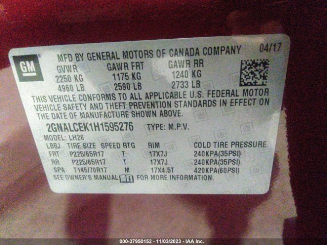 2GNALCEK1H1595276 Chevrolet EQUINOX LT