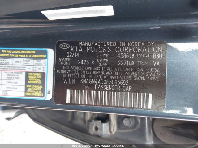 KNAGM4AD0E5065692 KIA Optima Hybrid Lx