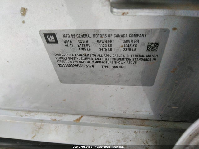 Chevrolet IMPALA 2LZ 2016 2G1145S39G9175174 Image 9