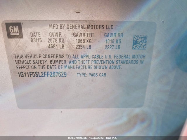 Chevrolet Malibu 1lz 2015 1G11F5SL2FF267629 Image 9