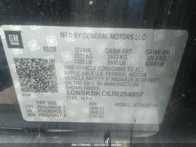 Chevrolet Tahoe Lt 2018 1GNSKBKC6JR254807 Image 9