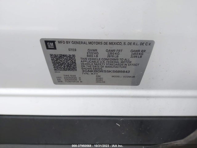 Chevrolet Blazer 2019 3GNKBDRS5KS689843 Image 9