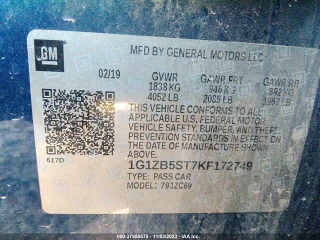 Chevrolet Malibu 1ls 2019 1G1ZB5ST7KF172749 Image 9