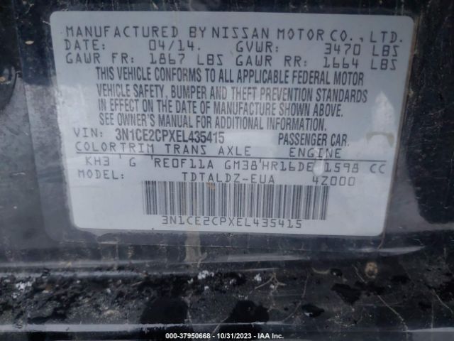 3N1CE2CPXEL435415 Nissan Versa Note Sv