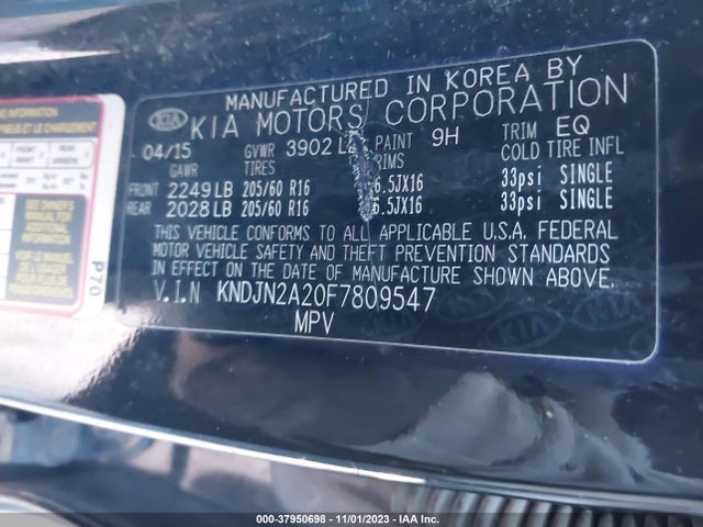KIA Soul 2015 KNDJN2A20F7809547 Image 9