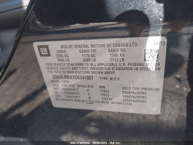 2013 GMC TERRAIN SLE-1 VIN: 2GKALMEKXD6341887