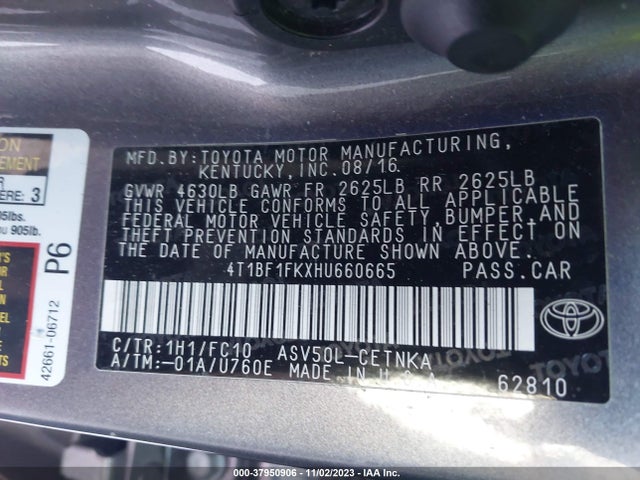Toyota CAMRY LE 2017 4T1BF1FKXHU660665 Image 9