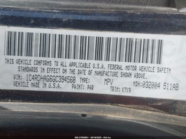 1C4RDHAG6GC394568 Dodge Durango Sxt