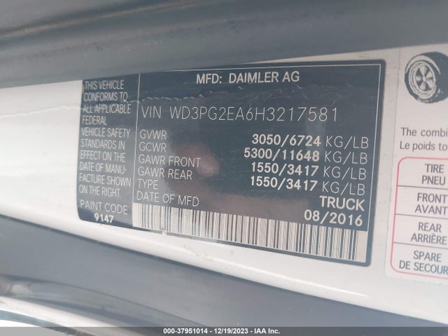 WD3PG2EA6H3217581 Mercedes-Benz Metris