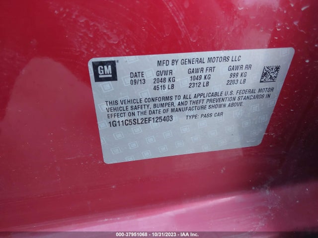 Chevrolet MALIBU LT 2014 1G11C5SL2EF125403 Image 9