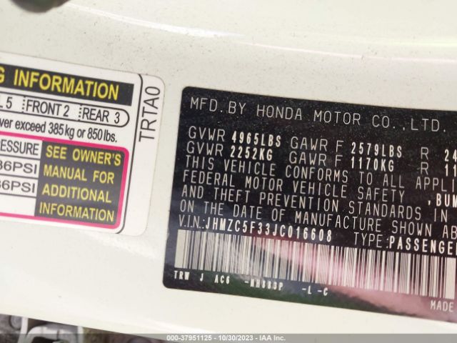 JHMZC5F33JC016608 Honda Clarity Plug-in Hybrid Touring
