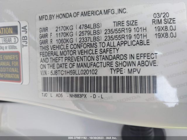 5J8TC1H59LL020102 Acura Rdx Technology Package