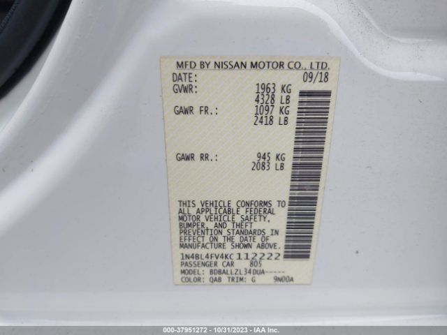 1N4BL4FV4KC112222 Nissan Altima 2.5 Platinum