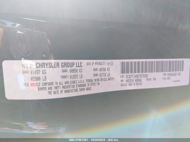 2013 FIAT 500 3C3CFFJHXDT672292 Photo 8