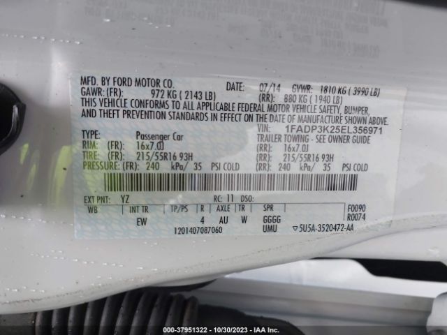 1FADP3K25EL356971 Ford FOCUS SE