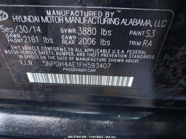 Hyundai ELANTRA SE 2015 5NPDH4AE1FH593407 Image 9