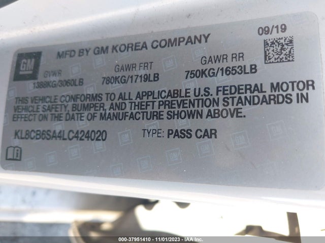 Chevrolet Spark Fwd Ls Automatic 2020 KL8CB6SA4LC424020 Image 9
