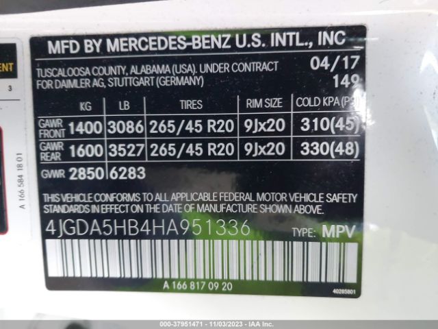 4JGDA5HB4HA951336 Mercedes-Benz Gle Gle 350