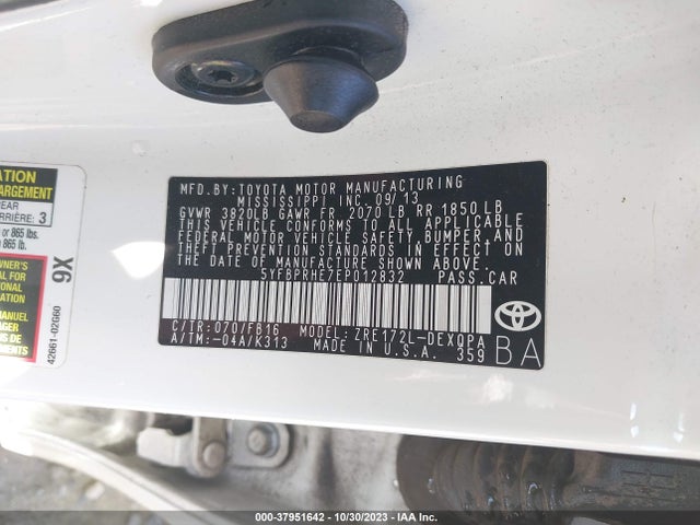 Toyota Corolla Le Eco 2014 5YFBPRHE7EP012832 Image 9
