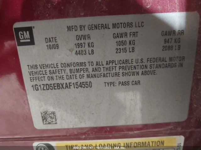 2010 CHEVROLET MALIBU LT VIN: 1G1ZD5EBXAF154550