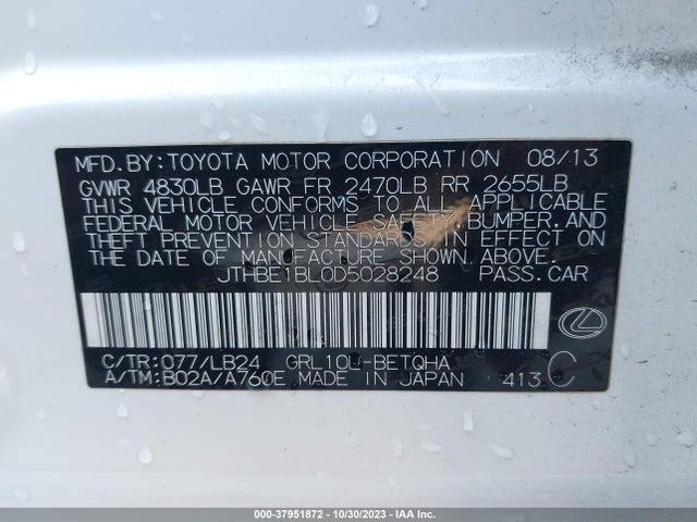 2013 LEXUS GS 350 VIN: JTHBE1BL0D5028248