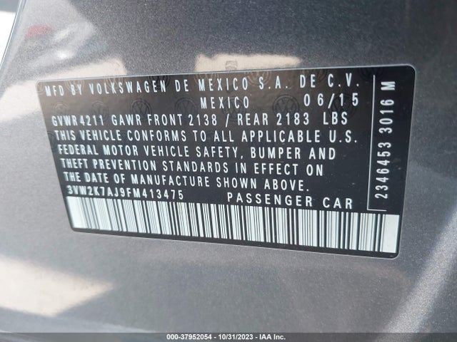3VW2K7AJ9FM413475 Volkswagen Jetta Sedan 2.0l S