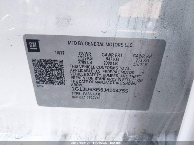 Chevrolet Sonic Lt Auto 2018 1G1JD6SB5J4104755 Image 9