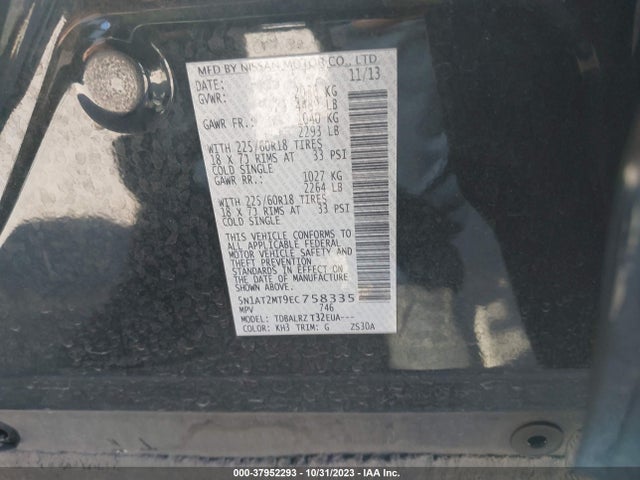 Nissan Rogue Sl 2014 5N1AT2MT9EC758335 Image 9