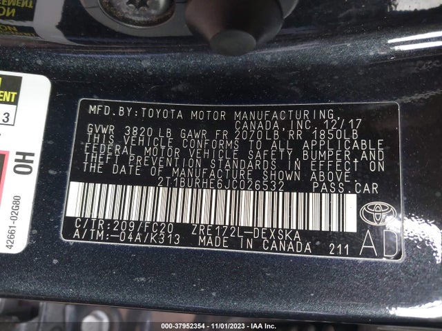 Toyota COROLLA SE 2018 2T1BURHE6JC026532 Image 9