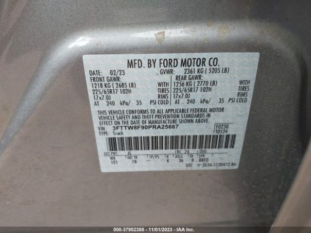 3FTTW8F90PRA25667 Ford Maverick Xlt