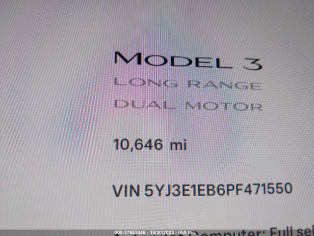 5YJ3E1EB6PF471550 Tesla Model 3 Long Range Dual Motor All-wheel Drive