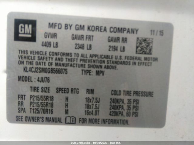 KL4CJ2SM0GB566075 Buick Encore Sport Touring