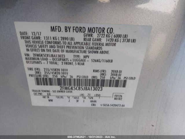 2FMGK5C85JBA13023 Ford FLEX SEL