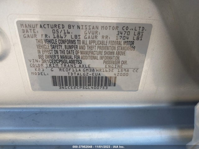 Nissan Versa Note Sr 2016 3N1CE2CP5GL400753 Image 9