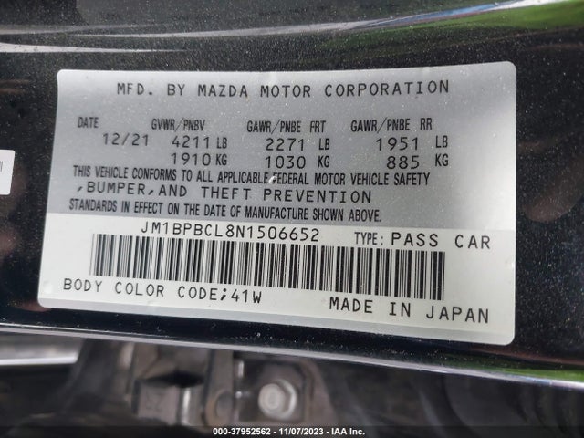 2022 MAZDA MAZDA3 SEDAN PREFERRED VIN: JM1BPBCL8N1506652