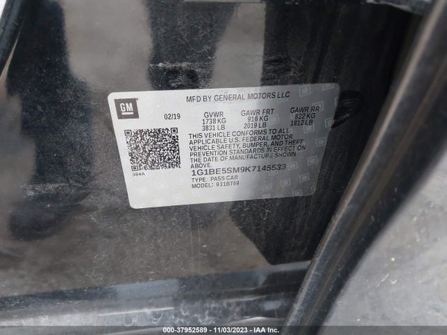 Chevrolet CRUZE LT 2019 1G1BE5SM9K7145533 Image 9